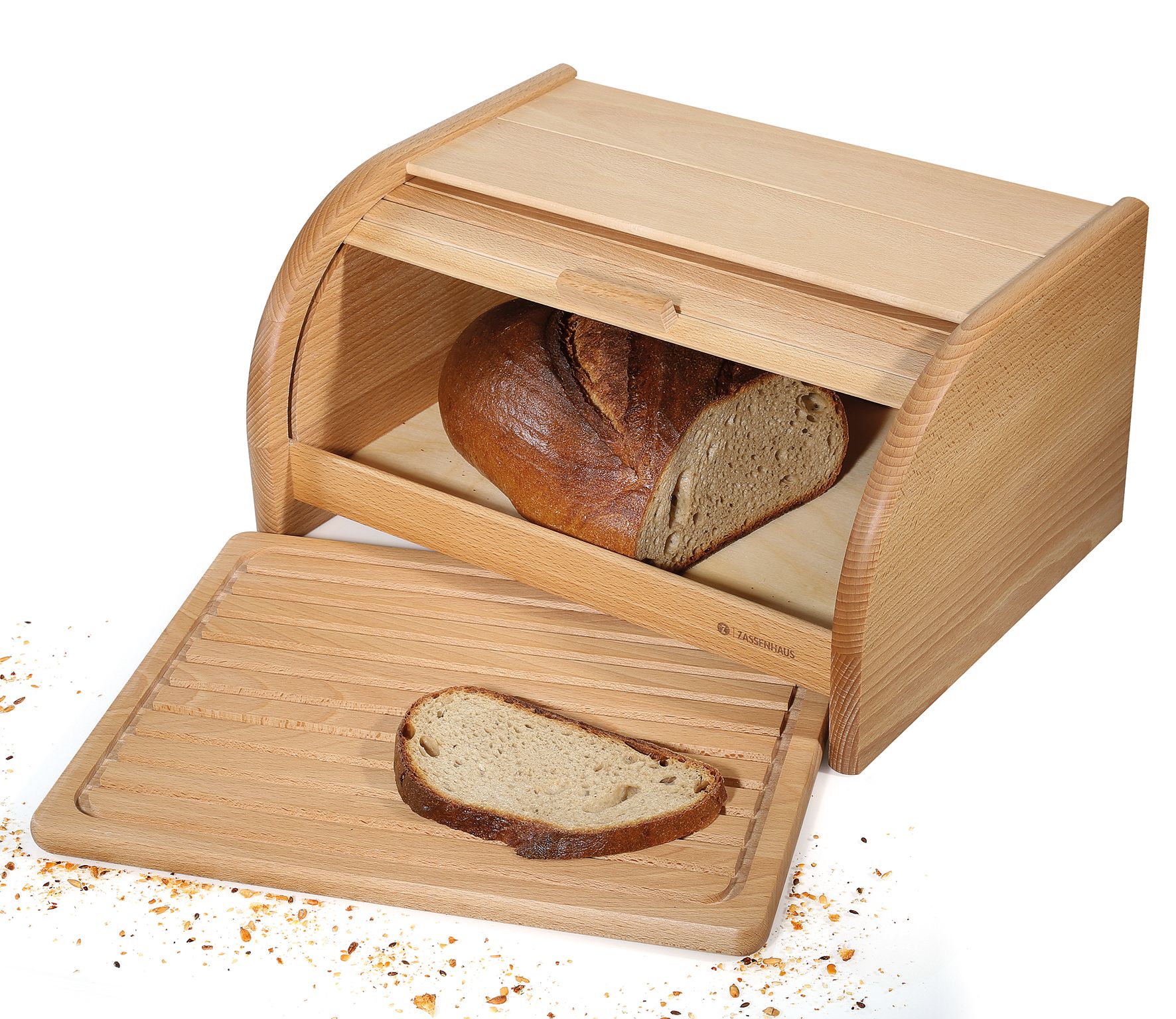 065084 Country Dřevěný chlebník s krájecím prkénkem 40x30x20 cm buk Zassenhaus